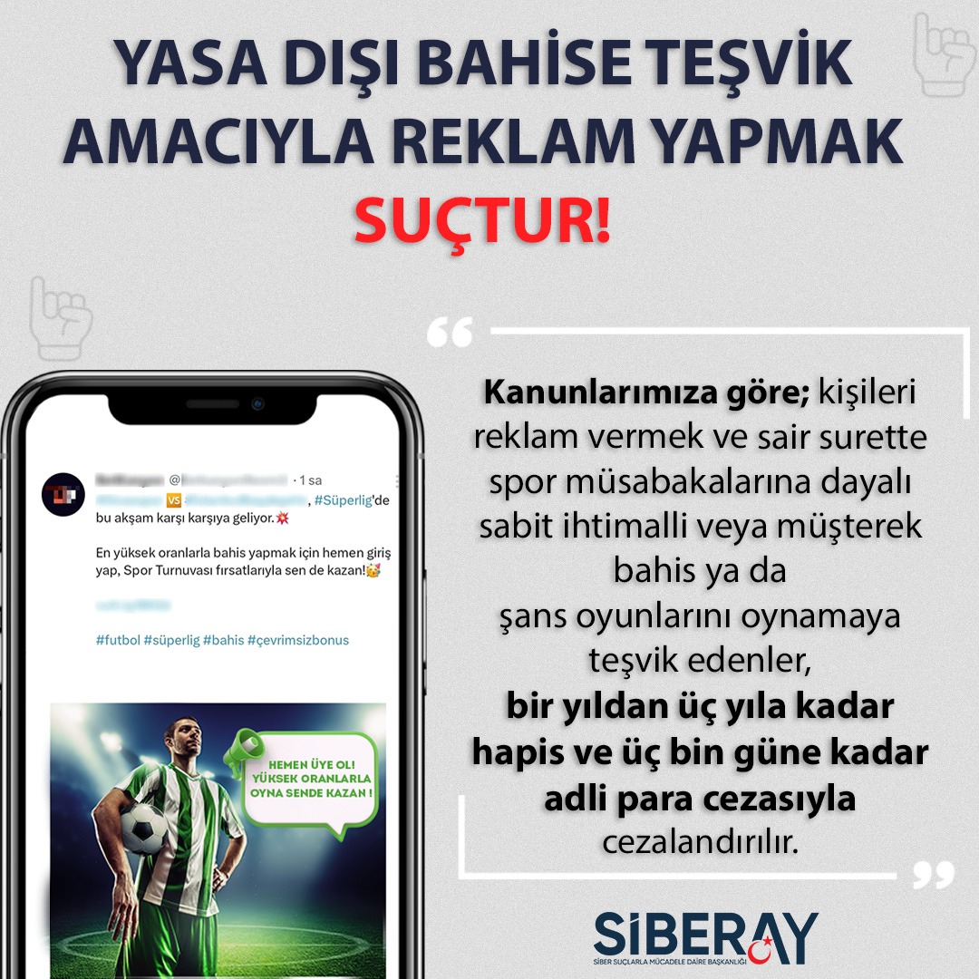 Yasa Dışı Bahise Teşvik Amacıyla Reklam Yapmak Suçtur