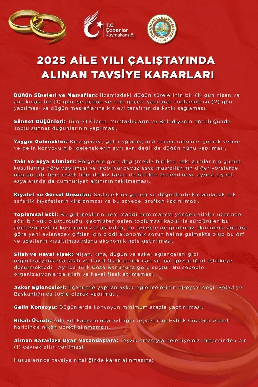 Çobanlar'da Düğünler İçin Tavsiye Kararları Alındı