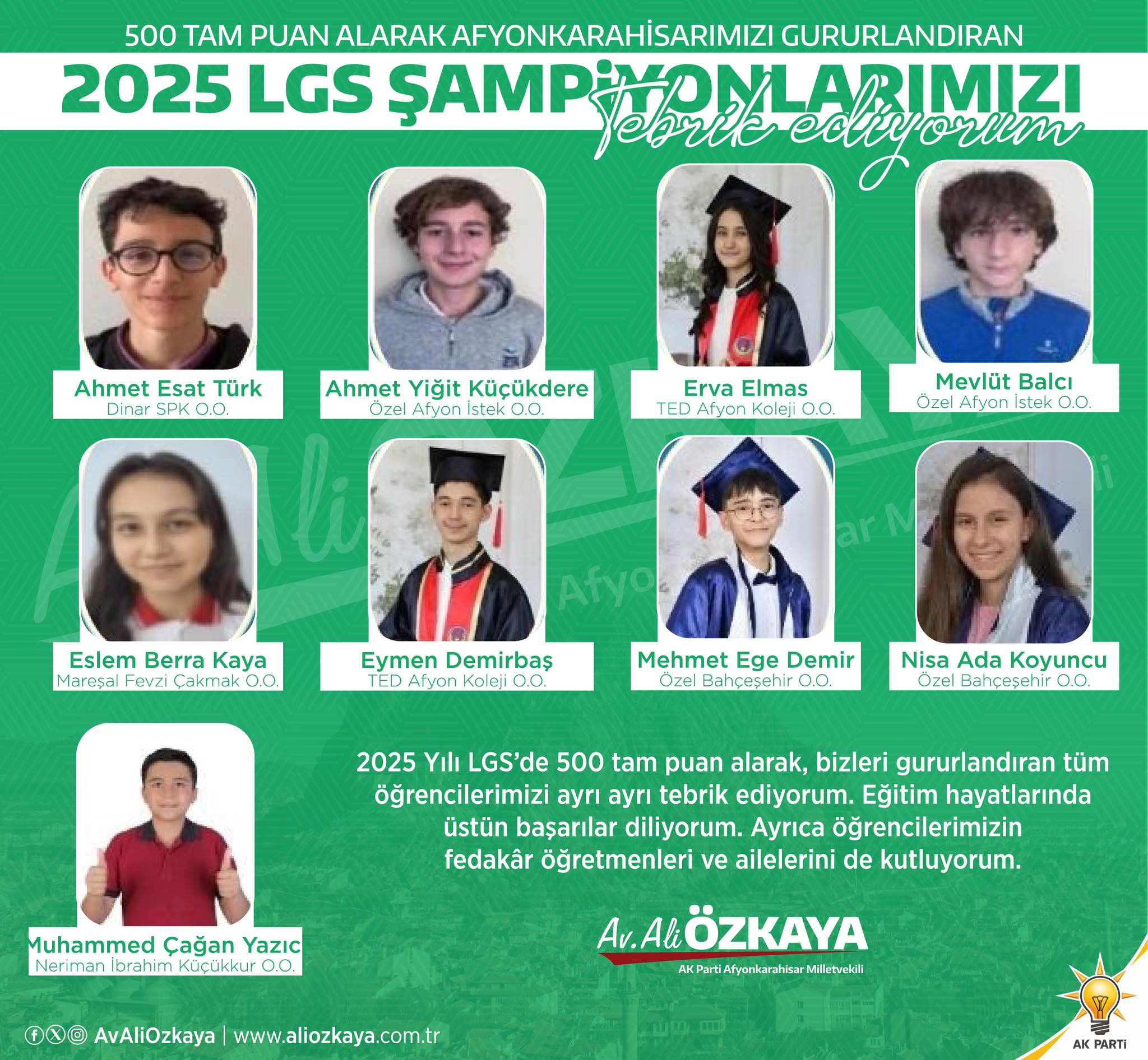 Özkaya, Şampiyonları Kutladı