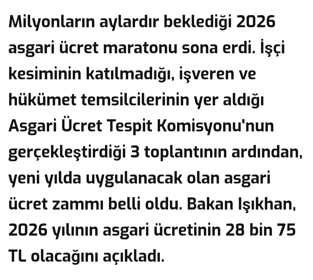Asgari ücret 28 bin 75 TL oldu
