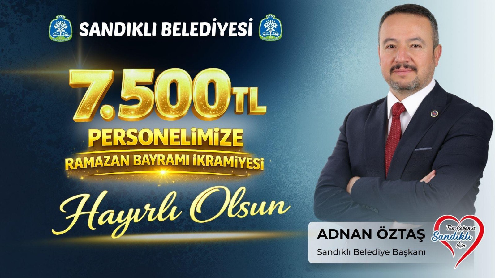 Sandıklı Belediyesi, Çalışanlarına 7500 Lira Bayram İkramiyesi Verdi