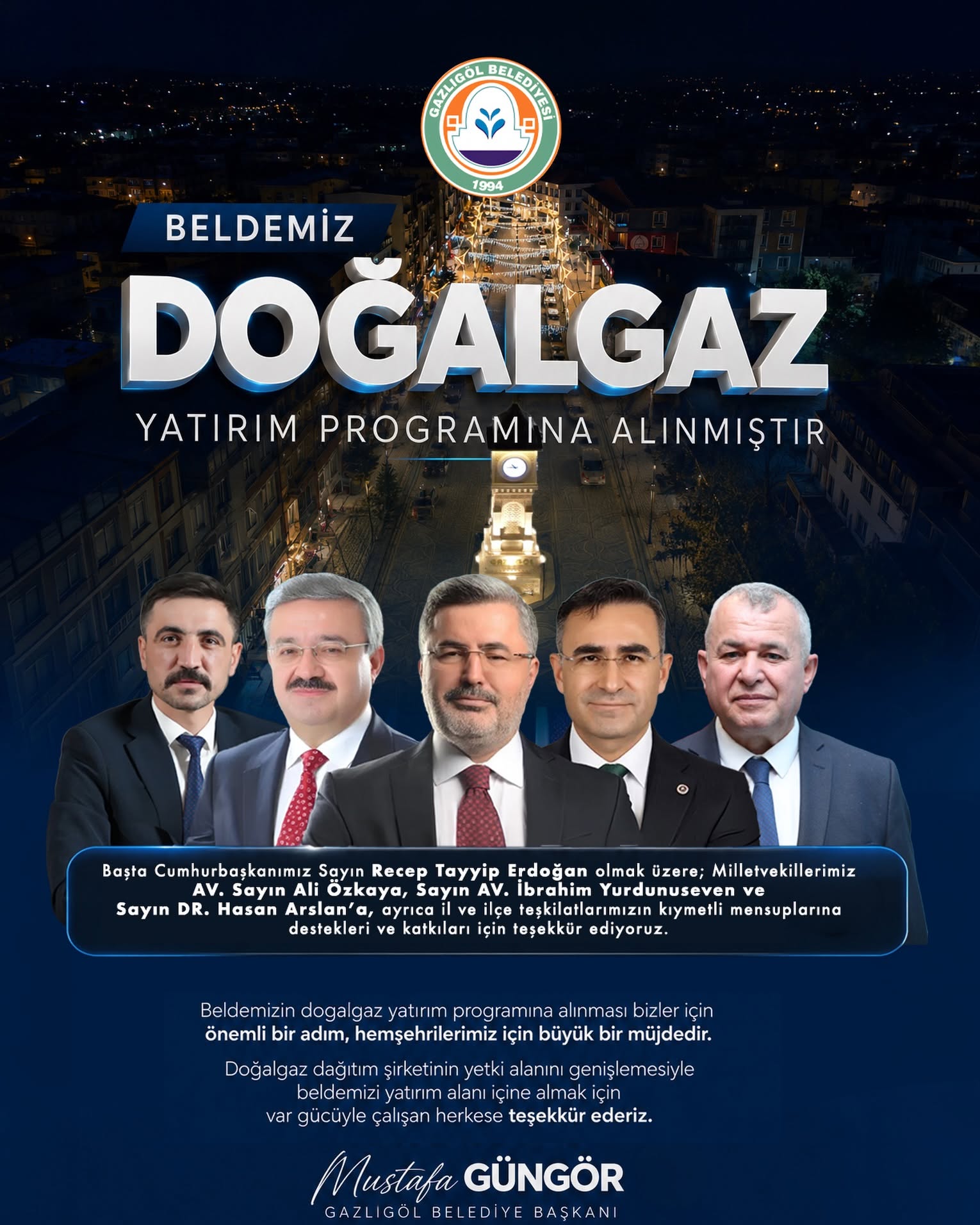 Gazlıgöl'e Doğalgaz Müjdesi