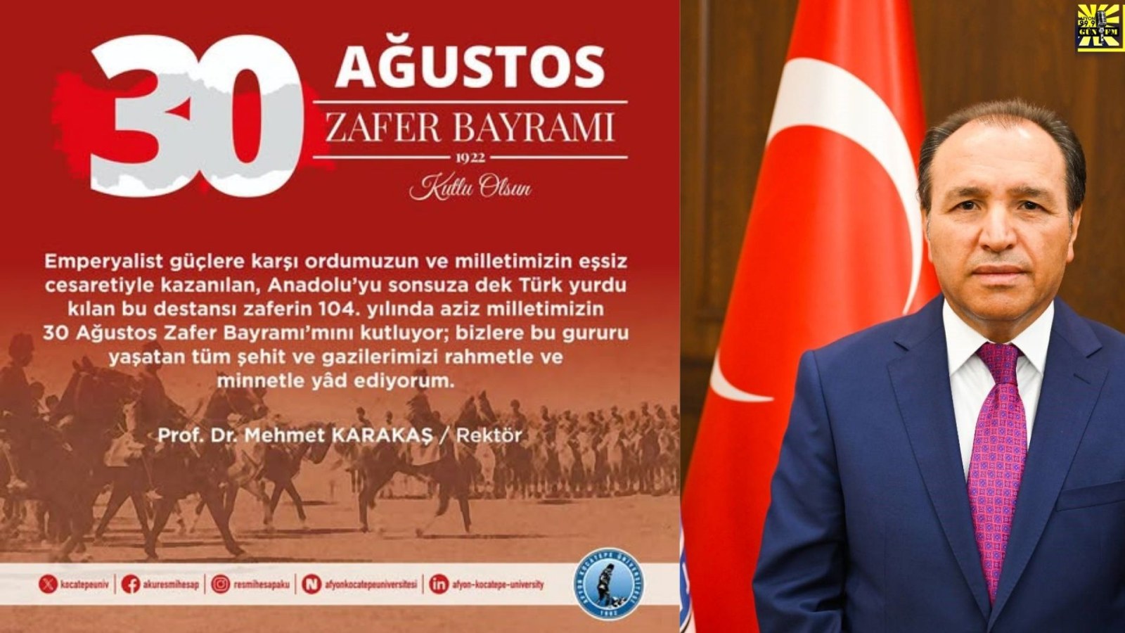 REKTÖR KARAKAŞ 30 AĞUSTOS ZAFER BAYRAMINI KUTLADI