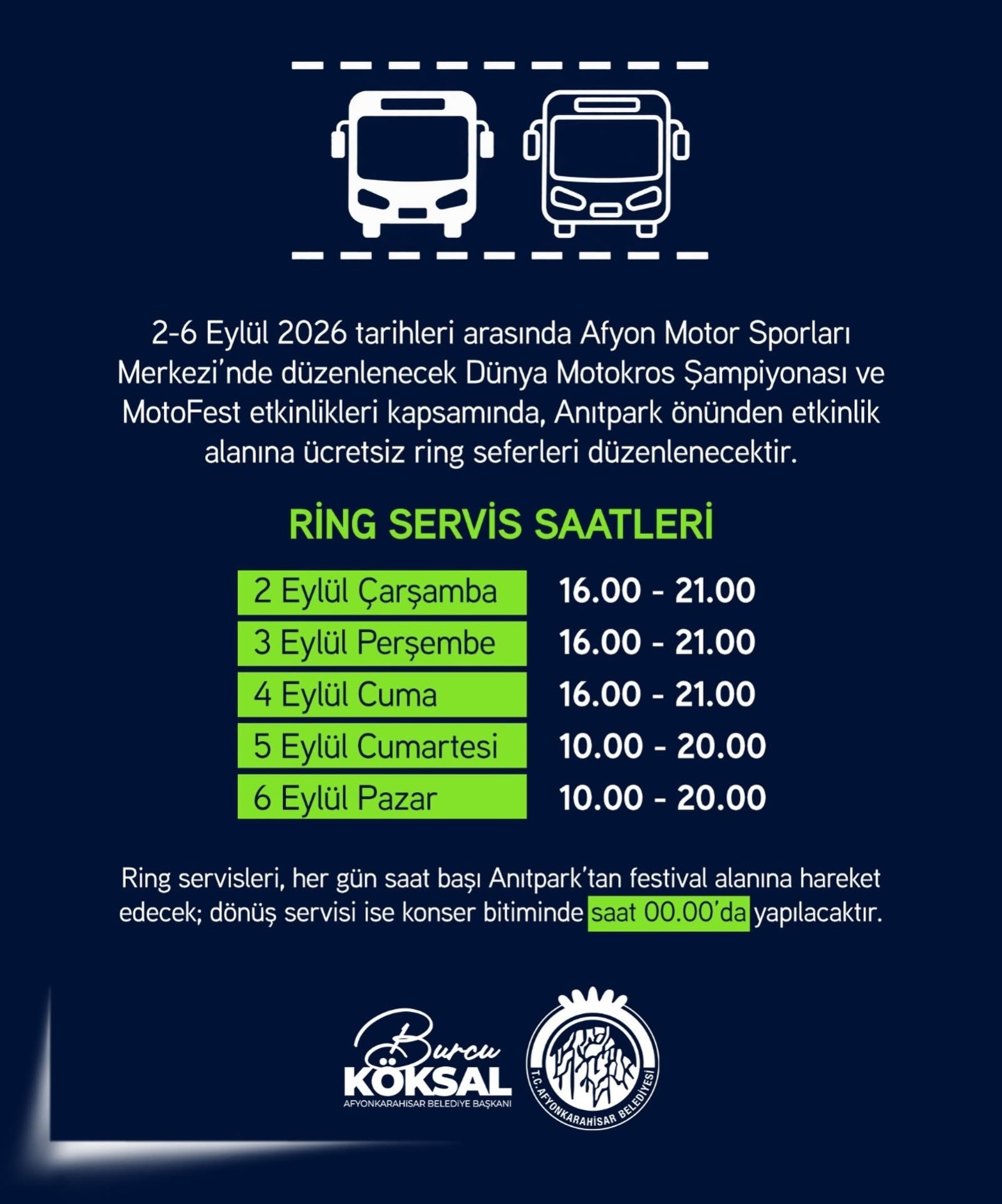 MXGP Türkiye ve NG Afyon Motofest’e Ücretsiz Ulaşım İmkanı